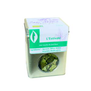 mélange tisane, boite, estivale, menthe, citron